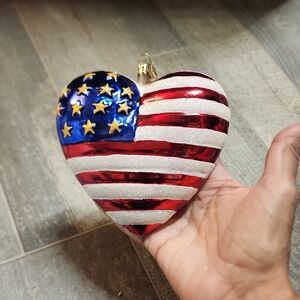 Christopher Radko Patriotic Heart Christmas Ornament with Stars and Stripes